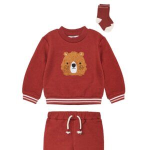 18 MONTHS NWT Wonderluxe Baby Boys' Long Sleeve Fleece Sweatshirt and Jogger, 3-